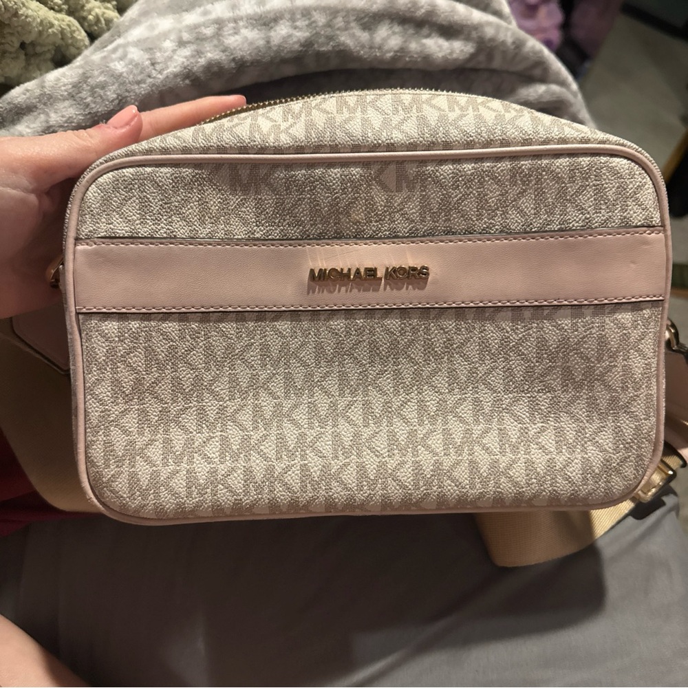 Michael Kors Beige and Pink Crossbody Bag